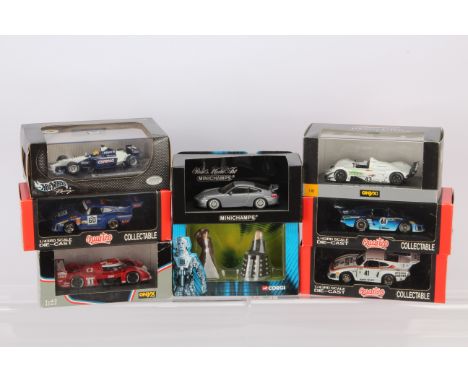 Modern Diecast Cars and Dr Who, a small boxed group 1:43 scale, Minichamps Porsche 911 GT3 (minus case cover), Hotwheels 5021