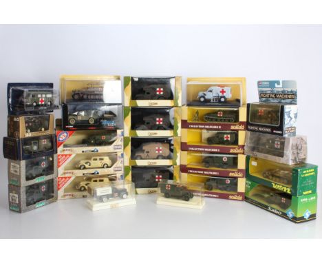 Modern Die cast WWII and Later Military Ambulance and Other Medical Vehicles,  all boxed/bubble packed, examples by Brumm (1)