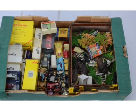 Postwar Playworn Diecast Modern Diecast and Britains Plastic Figures,  playworn models by Corgi, Dinky, Matchbox (includes a 