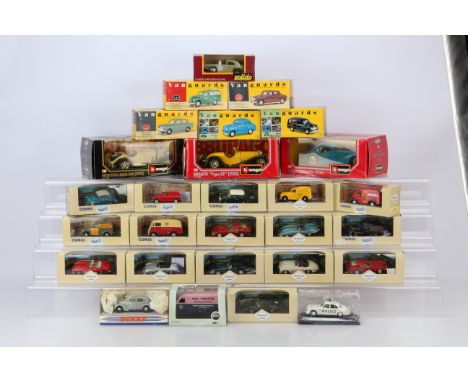 Modern Diecast Delivery Vans and Cars 1:24 Scale and Smaller, all boxed  or packaged, pre and post-war vehicles, Burago 1:24 