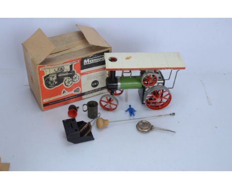 Mamod TE1 Live Steam Traction Engine,  with burner, filler, instructions and mini catalogue, in original box, G-VG, lacks boi