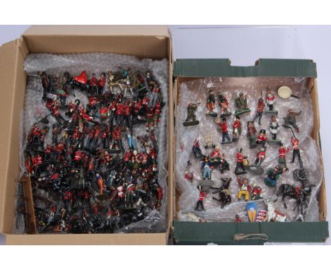 Collection of mainly vintage playworn mainly metal Soldiers and Guards by various makers, including Britains, J Hilco  mounte