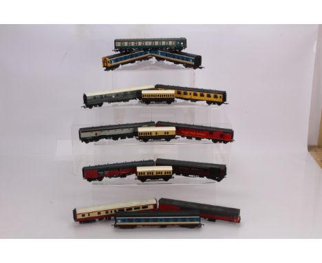 Lima and Mainline 00 Gauge Network SouthEast coaches modified to EMU sets Royal Mail Coaches and a few RTR and repainted Coac