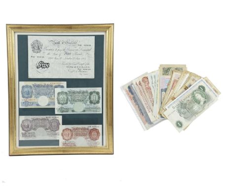 Great Britain: a quantity of paper money, including: P. S. Beale, five pounds, 27th June 1951, V03 056358; K. O. Peppiatt, on