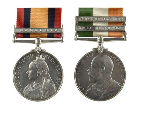 Two medals to Corporal R. C. Symons, British South Africa Police: Queen's South Africa, Second Type, clasp: Rhodesia (1010 CO