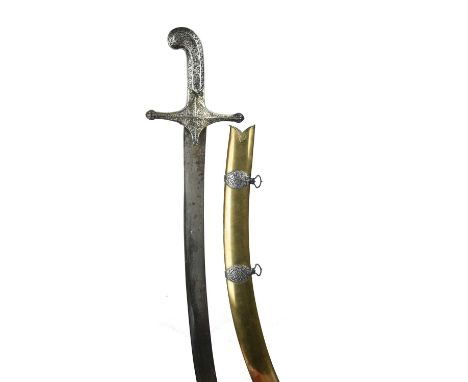 An Indo-Persian sword (shamshir) attributable to Brigadier General Thomas Palmer of the Bengal Army, deeply curved watered st