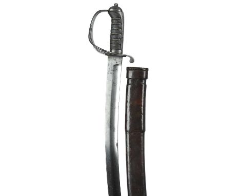 A British Indian Army cavalry trooper's sword, broad curved blade 31 in., marked for Wilkinsons and with Indian Stores Depart