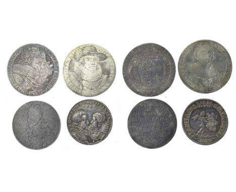 Charles I of England (1625-1649): two engraved silver tokens after Simon de Passe, the first with conjoined busts of the King