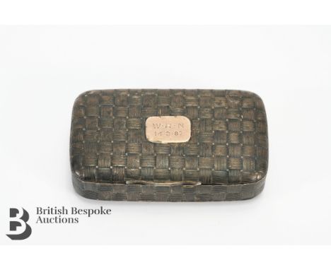 George IV silver trinket box, Birmingham hallmark, dated 1810, mm Joseph Willmore. The basket-weave box set with a rose gold 