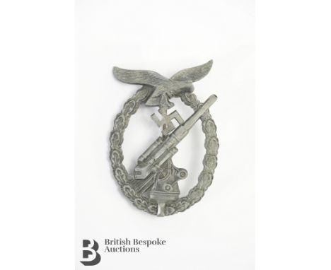 German white metal Luftwaffe Flak badge, unmarked, 32.8 gms, originally purchased from Ulric of England.&nbsp;Condition Repor