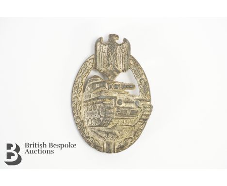German white metal Panzer Assault badge, unmarked, 19.3 gms, originally purchased from Ulric of England.Condition ReportPleas