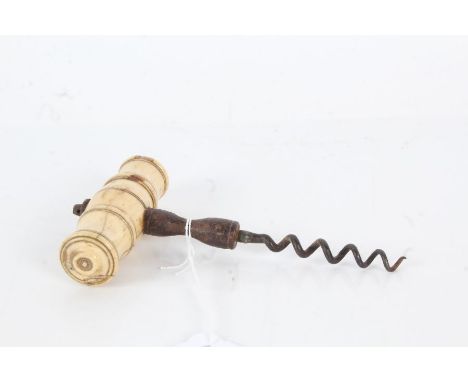 19th century bone handled corkscrew, 14cm long