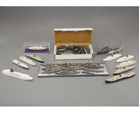 An extensive collection of diecast model ships, longest L. 18cm.