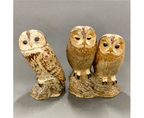 Two large ceramic figures of owls, H. 25cm.