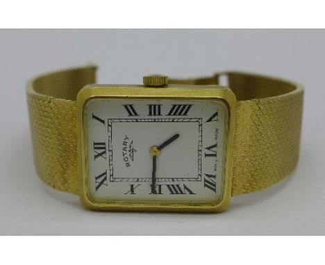 A 9ct gold Rotary wristwatch on a 9ct gold integrated bracelet strap, weight with movement 46.5g