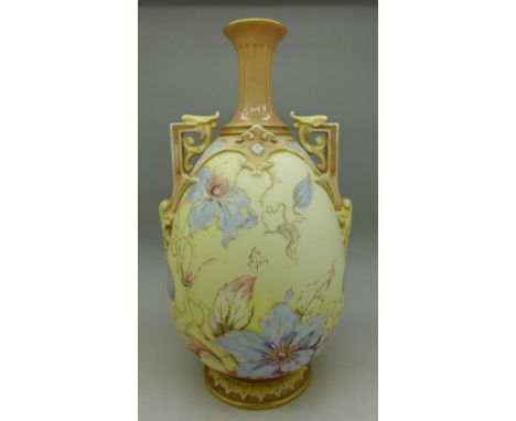 A Royal Worcester two handled vase, RN178446 on base, 1539 pattern, 23.5cm