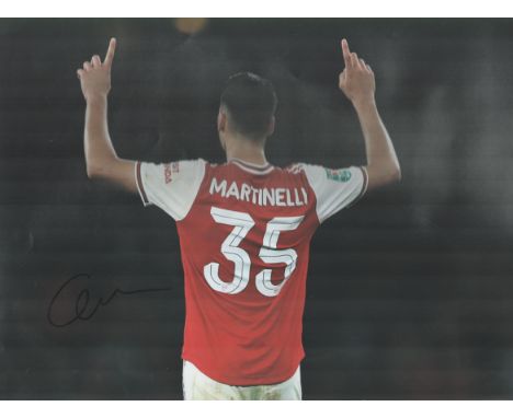 Gabriel Martinelli signed 16x12 inch colour print. Good condition. All autographs are genuine hand signed and come with a Cer