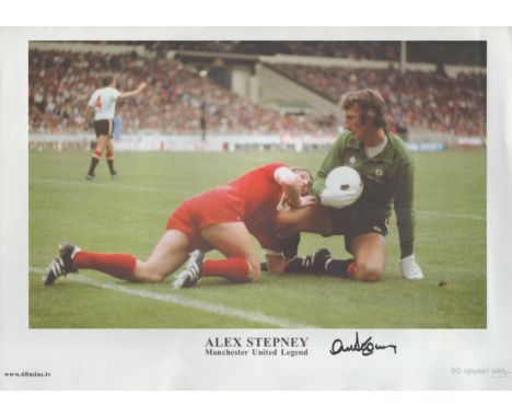 Alex Stepney Signed 16 x 12-inch colour print. Signed in black ink. Good condition. All autographs are genuine hand signed an