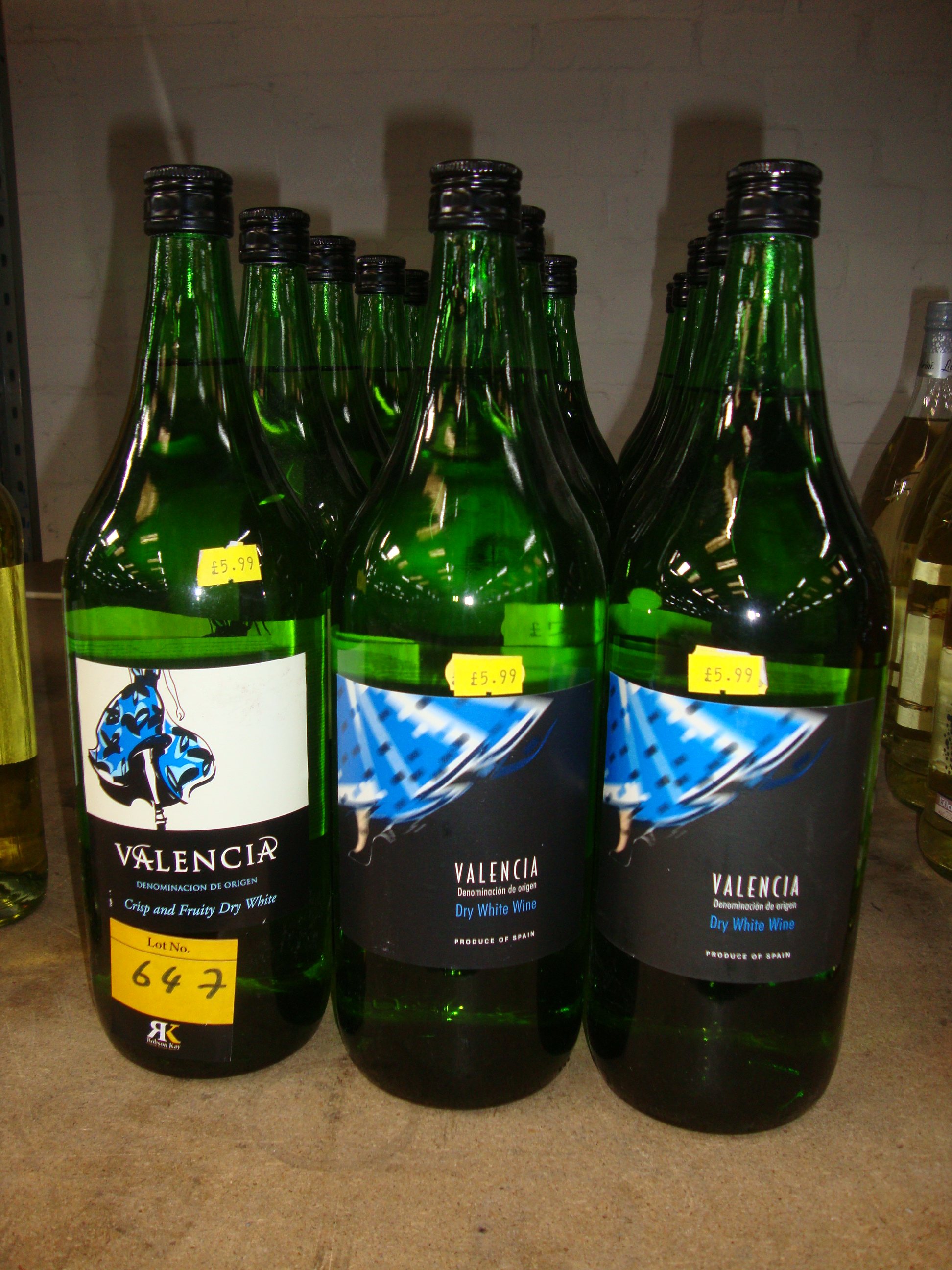 18 off 1.5 litre bottles of Valencia Spanish dry white wine, in 2