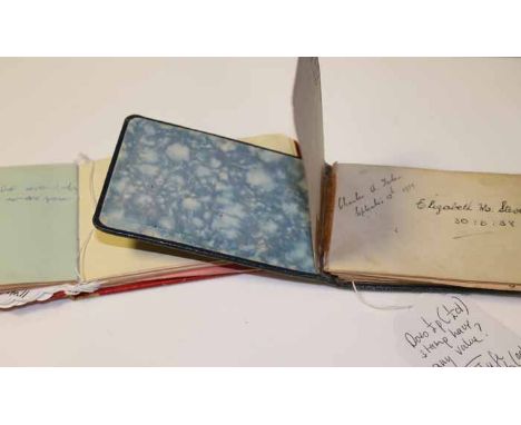 TWO VINTAGE AUTOGRAPH BOOKS
with autographs including the Alexander Brothers, Jimmy Shand, and two members of The Kinks, wear