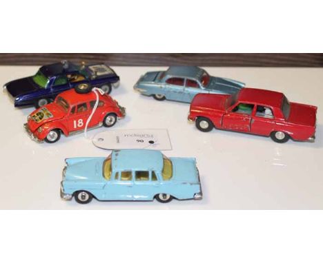 GROUP OF FIVE VARIOUS DINKY, CORGI AND TRI-ANG MODEL CARS