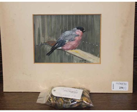 J A GRANT (EARLY 20TH CENTURY BRITISH SCHOOL),
CAGED BULLFINCH
watercolour and gouache on paper, signed and dated '09 lower r