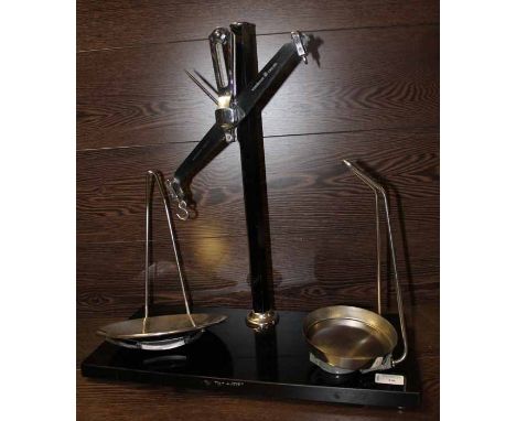 SET OF BLACK LACQUER AND STEEL SCIENTIFIC SCALES