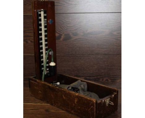 VINTAGE ACCOSON SPHYGMOMANOMETER
inside original wooden box; together with stethoscope, box 37cm long