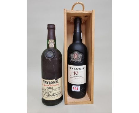 Two bottles of Taylor's 10 year old tawny port, comprising: a 75cl example, in owc; and a 70cl example. (2) 