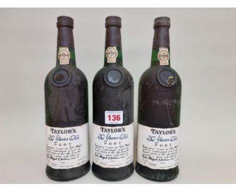 Three 70cl bottles of Taylor's 20 year old tawny port. (3) 