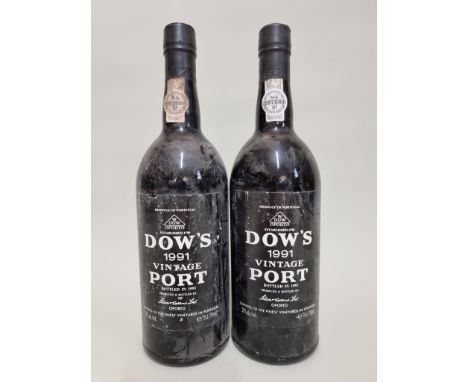 Two 75cl bottles of Dow's 1991 vintage port. (2) 