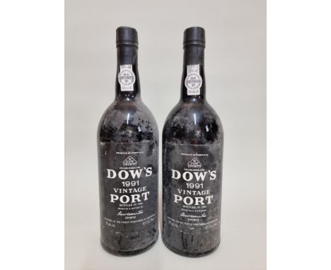 Two 75cl bottles of Dow's 1991 vintage port. (2) 