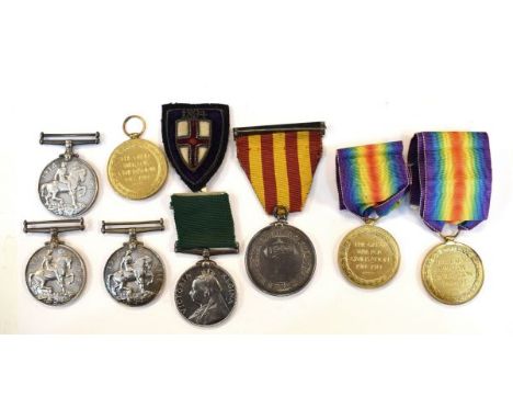 Medals - Boer War/World War I group of three comprising: Queen Victoria Long Service Volunteer Force Medal awarded to Sergt J