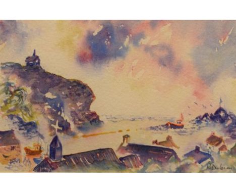 K. Dobson - Pair of watercolours - Coastal scenes, signed, framed and glazed   Condition: 