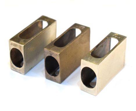 Three Asprey & Co engine turned silver matchbox holders, London 1929, 1.3oz approx   Condition: 