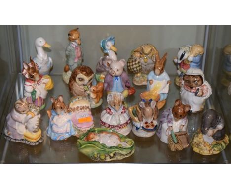Collection of 17 Beswick Beatrix Potter figures - Tabitha Twitchit & Mrs Moppet, Hunca Munca Sweeping, The Old Woman Who Live