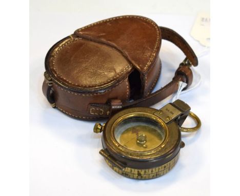 World War I 'Consol' pocket compass, dated 1917, the brown stitched leather case dated 1918   Condition: 