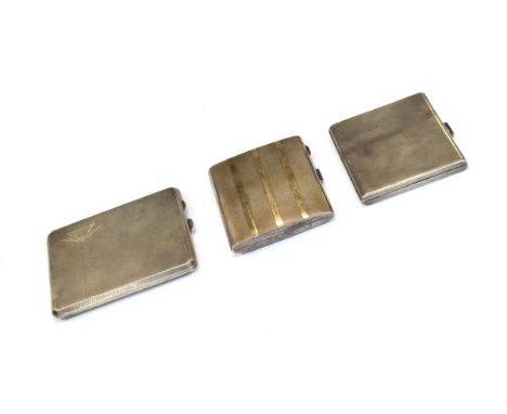 Two George V engine turned silver cigarette cases, London 1923 and Birmingham 1924, together with a similar George VI cigaret