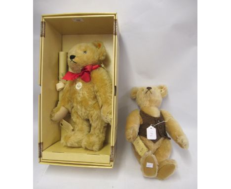 Steiff British Collector's teddy bear ' Blond 43 ' with certificate in original box, 40cm high, together with another Steiff 