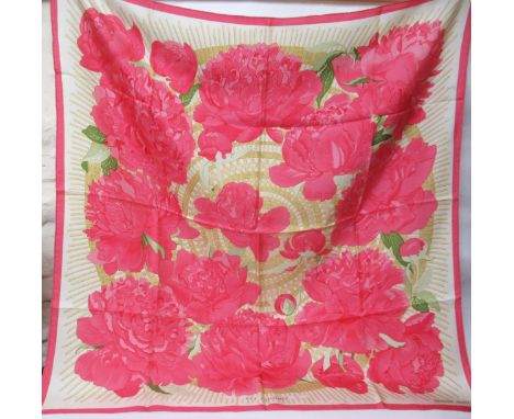 Hermes, Paris, silk scarf ' Les Pivoines ' by Christiane Vauzelles, 90cm squareIn good condition, couple of very minor marks 