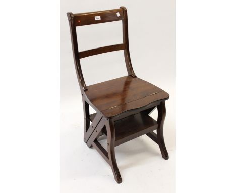 Reproduction mahogany metamorphic library step / chairSome minor scuffs and wear but generally in good condition 
