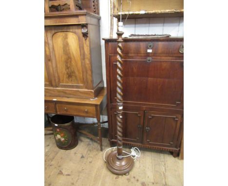 Oak barley twist standard lamp 