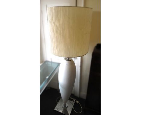 Late 20th Century chrome and pottery white finished standard lamp with shade, 130cm highNo bulb in lamp and has not been test