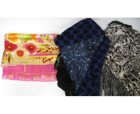 Kenzo floral silk scarf, together with two Alexia scarves / shawls 
