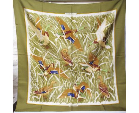 Hermes, Paris, silk scarf, ' Cols Verts ' 1973 designed by Christiane Vauzelles, 90cm squareGood condition, needs cleaning, s
