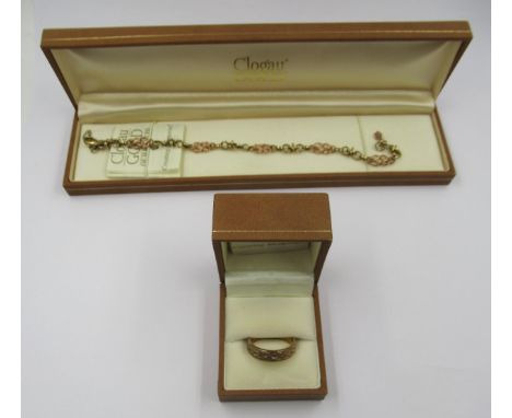 Clogau two colour gold bracelet, together with a similar ring, 13.5g, both in original boxesBoth could do with a good clean. 
