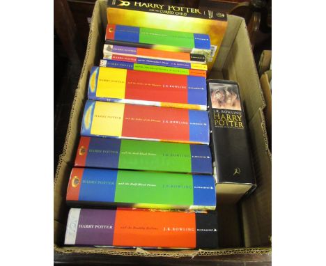 Box containing a quantity of various Harry Potter novels, mainly First Editions 