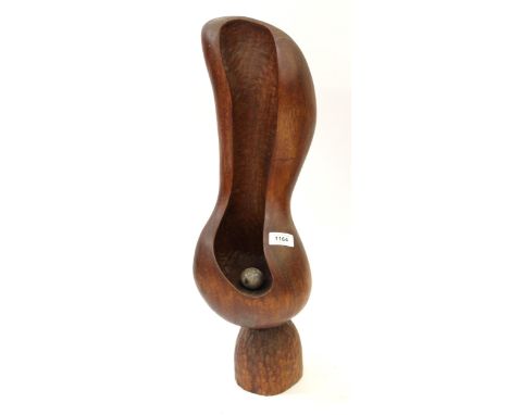 Martin Cundell, carved hardwood sculpture ' Cornerstone 1988 ', 61cm high (with original receipt)Some filled in expansion cra