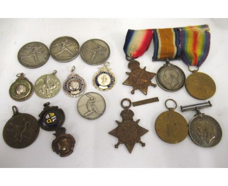 World War I three medal group to L3953 P.W. White OS2RN, with ribbons, together with a similar group to 12466 Private J.C. Sm