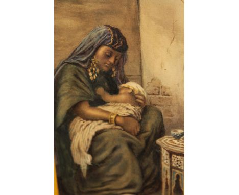 Late 19th / early 20th century watercolour of the first born after Frederick Goddall, unsigned, carved oak frame, 18 x 11cm 